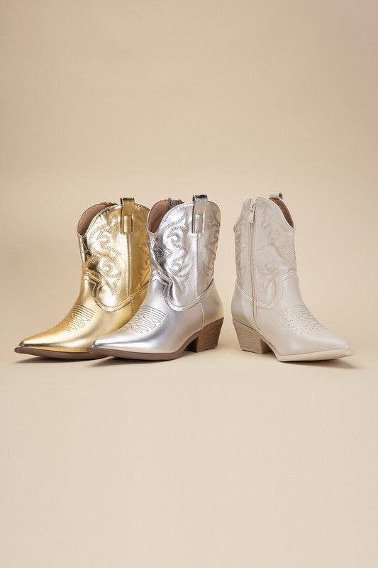 Metallic Cowboy Booties