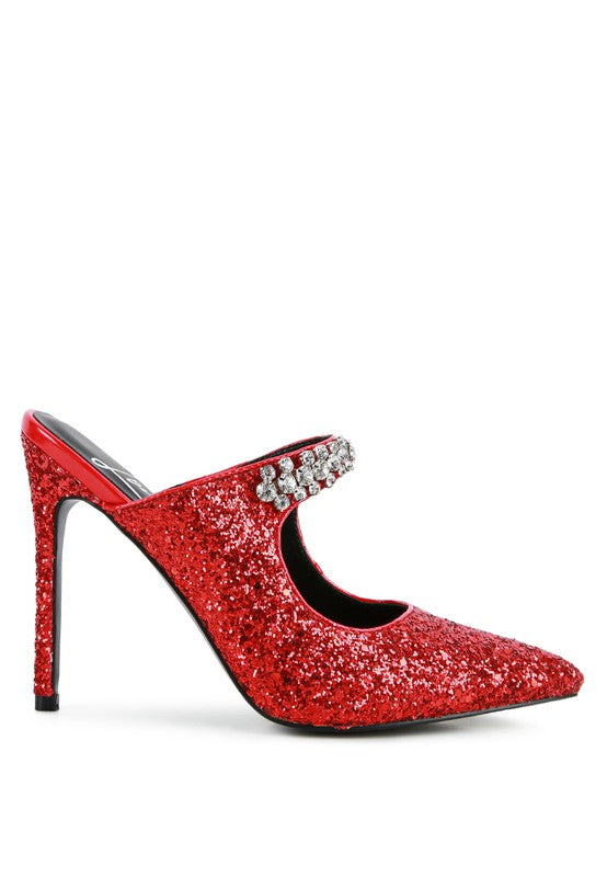 Twinklet Glitter Diamante High Heeled Sandals