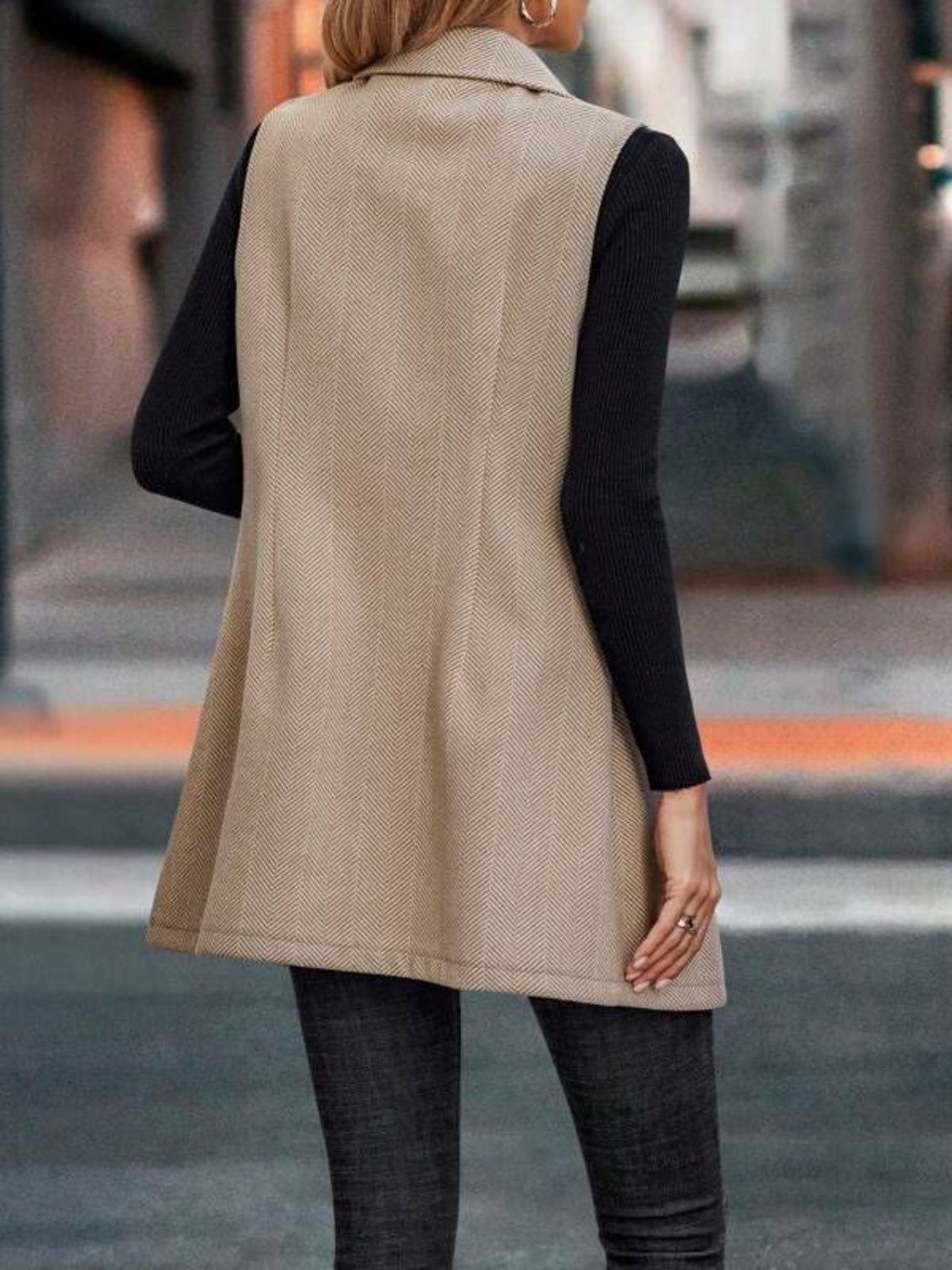 Open Split Lapel Extra Long Vest