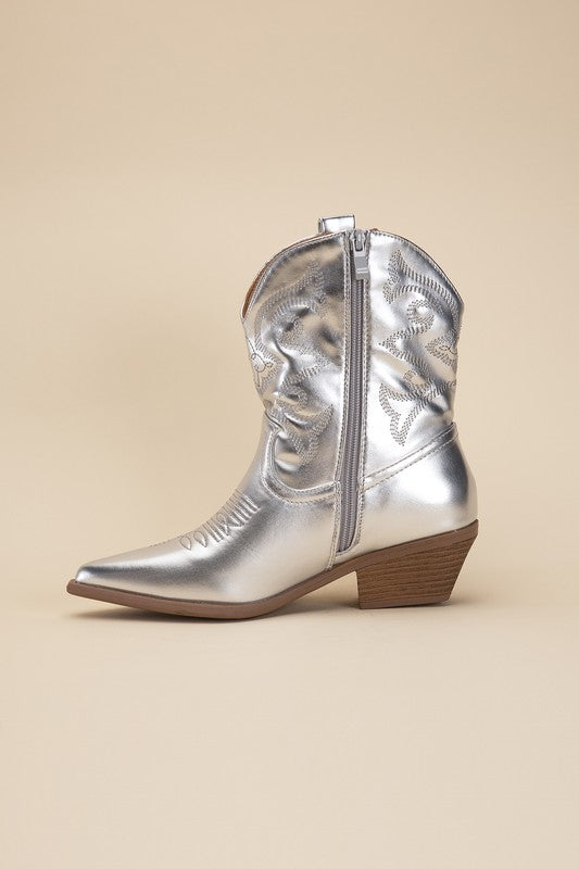 Metallic Cowboy Booties