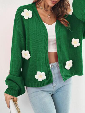 Floral Open Front Long Sleeve Cardigan