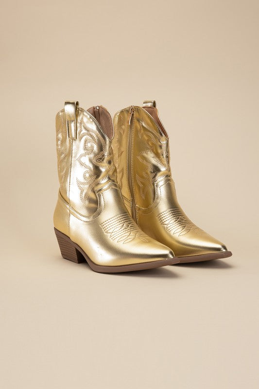 Metallic Cowboy Booties