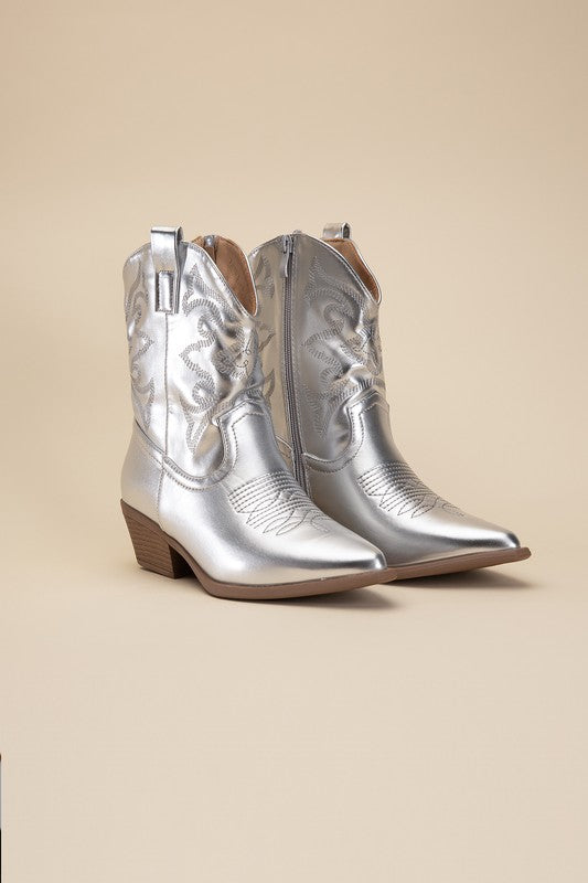 Metallic Cowboy Booties