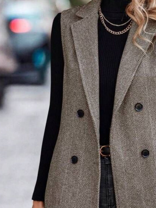 Open Split Lapel Extra Long Vest