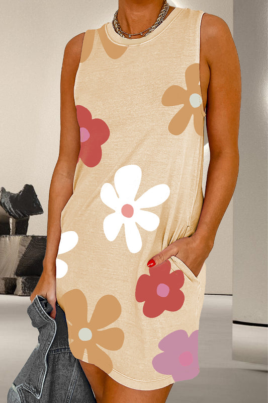 Retro Floral Print Tank Dress