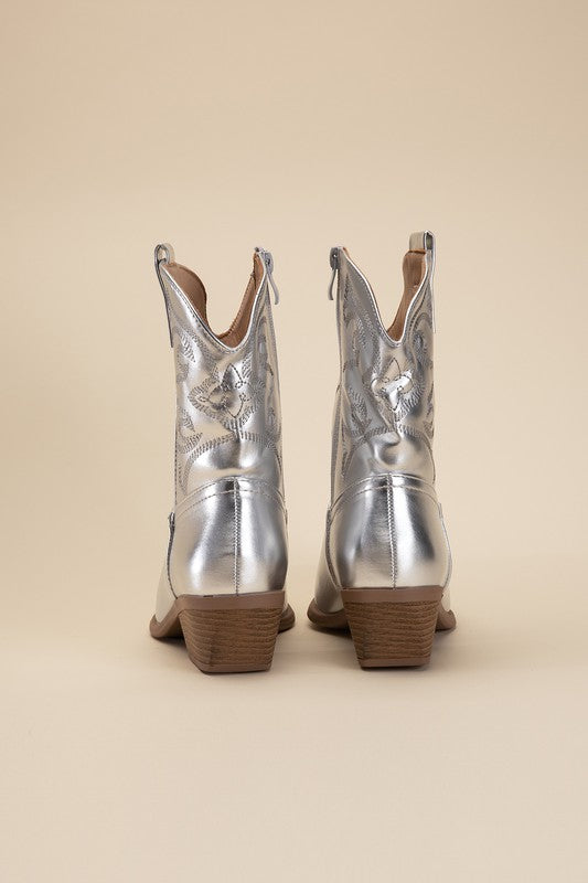 Metallic Cowboy Booties