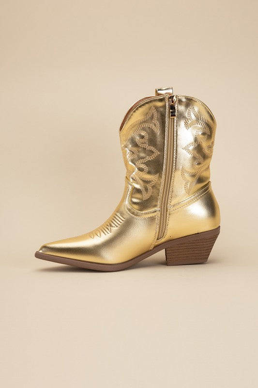 Metallic Cowboy Booties