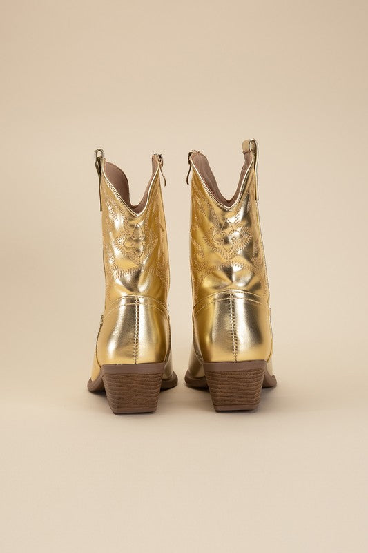 Metallic Cowboy Booties