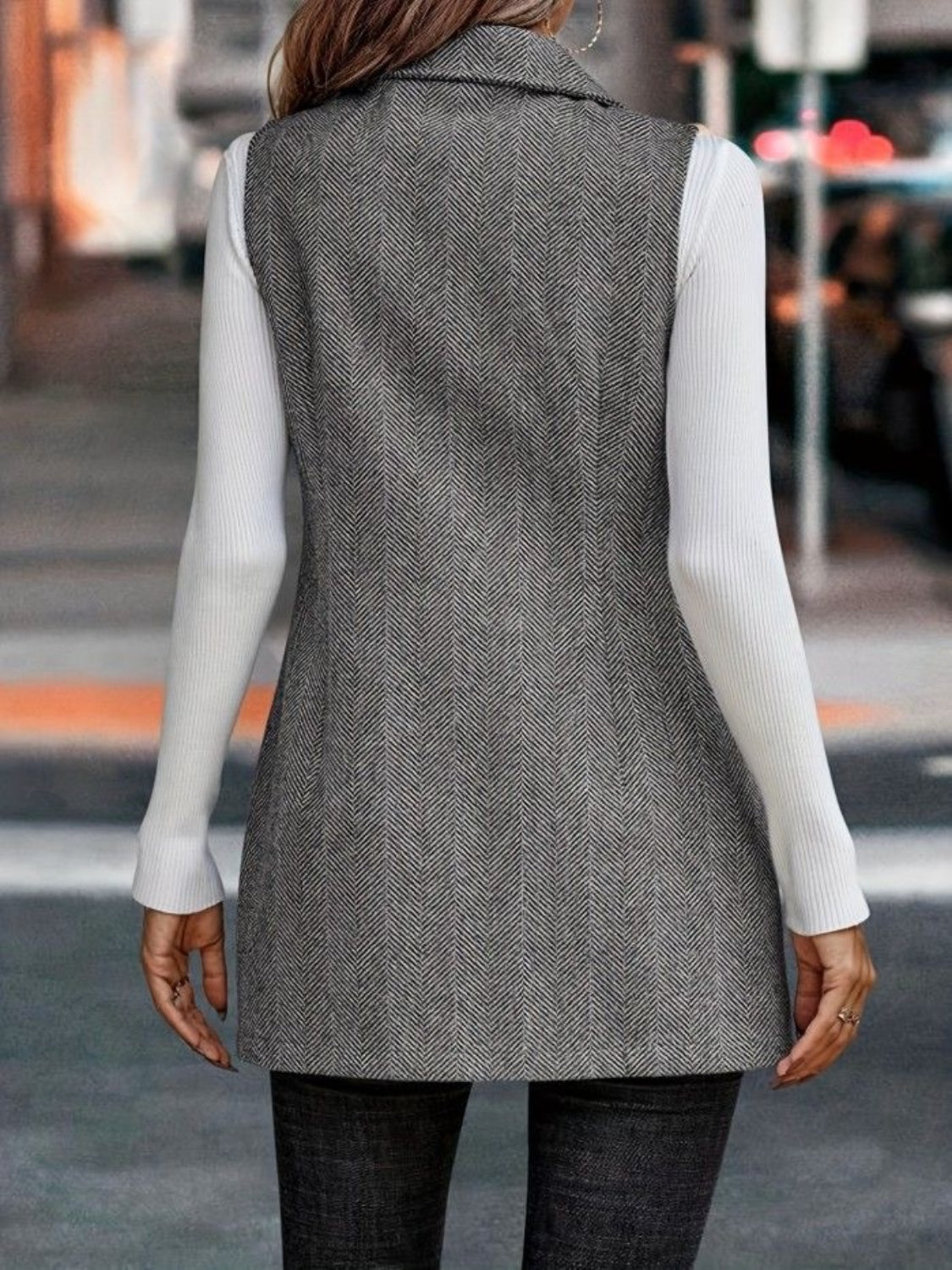 Open Split Lapel Extra Long Vest