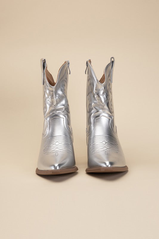 Metallic Cowboy Booties