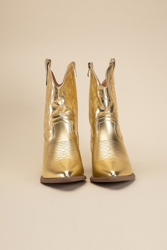 Metallic Cowboy Booties