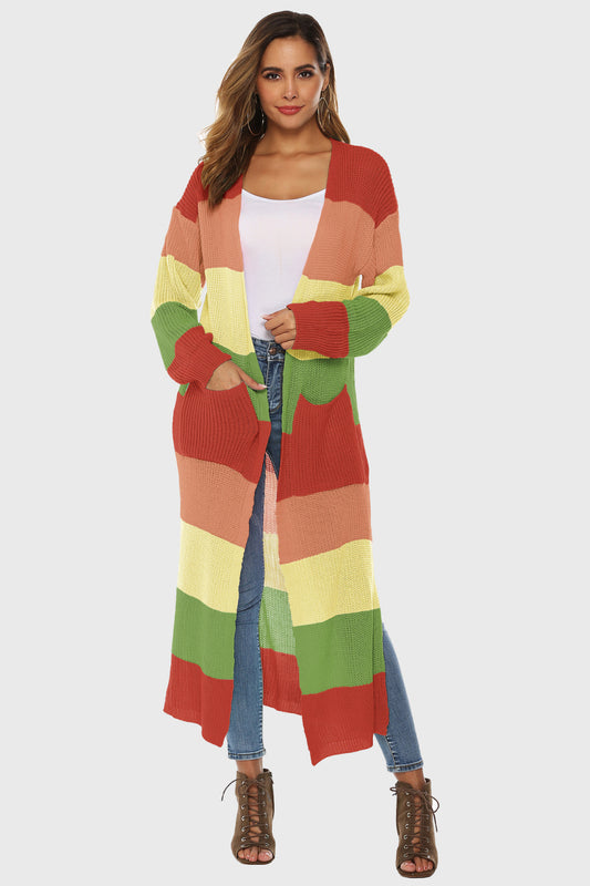 Color Blocked Long Sleeve Cardigan