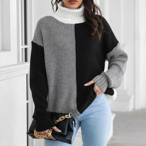 Contrast Turtleneck Sweater